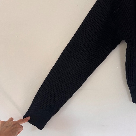 Isabel Maternity Black Ribbed Wrap front Sweater Cozy Stylish Baby Bump Sz. XL - Picture 4 of 8